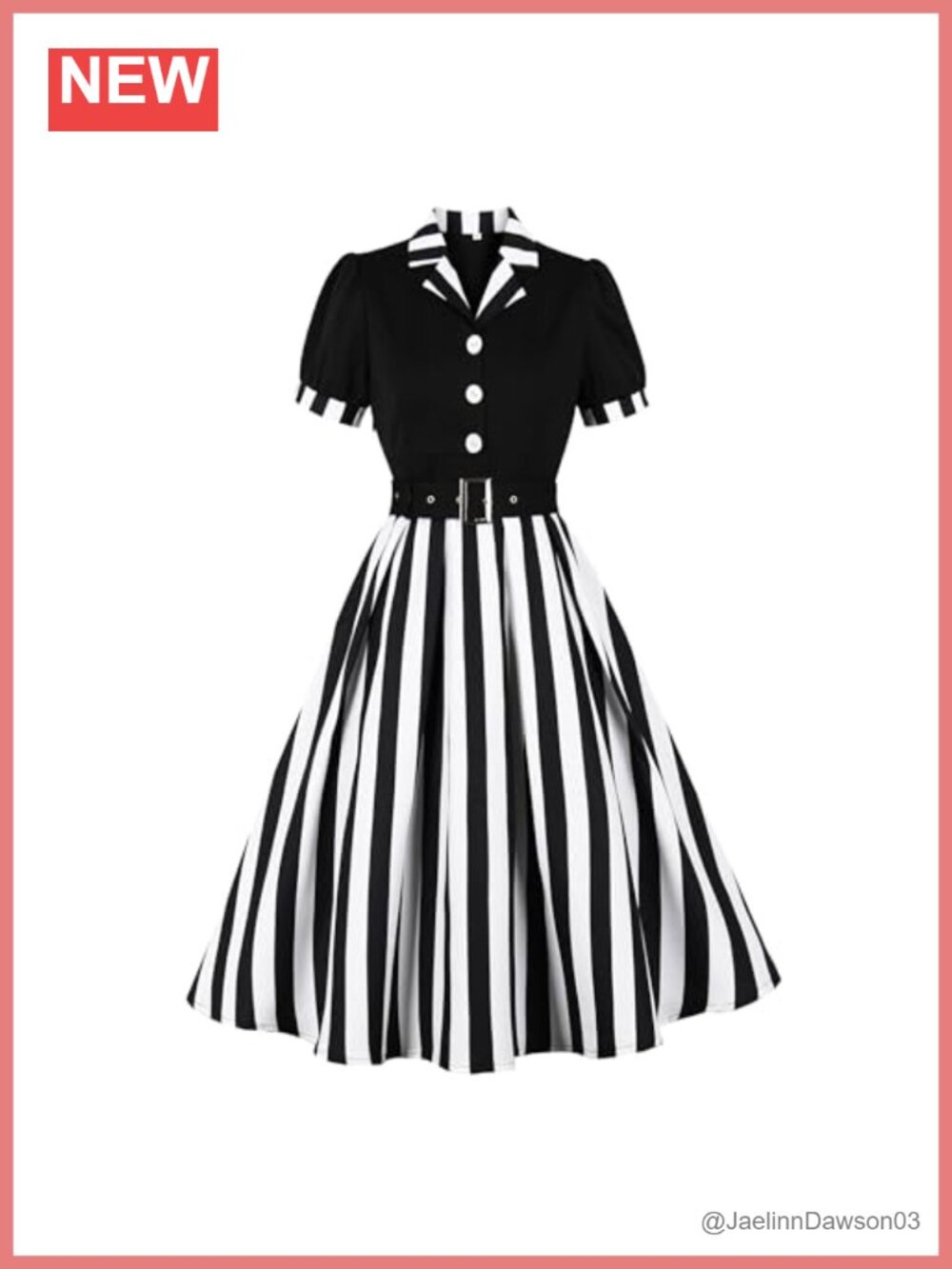 Wellwits Blazer Collar Fit & Flare Dress Button Down Belted